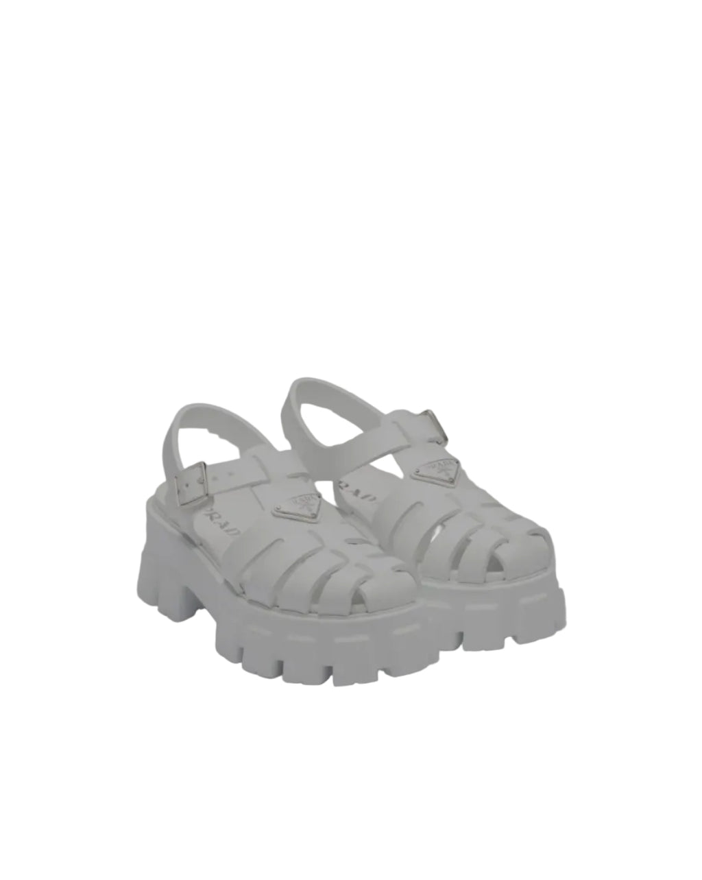 Prada Monolith rubber white sandals