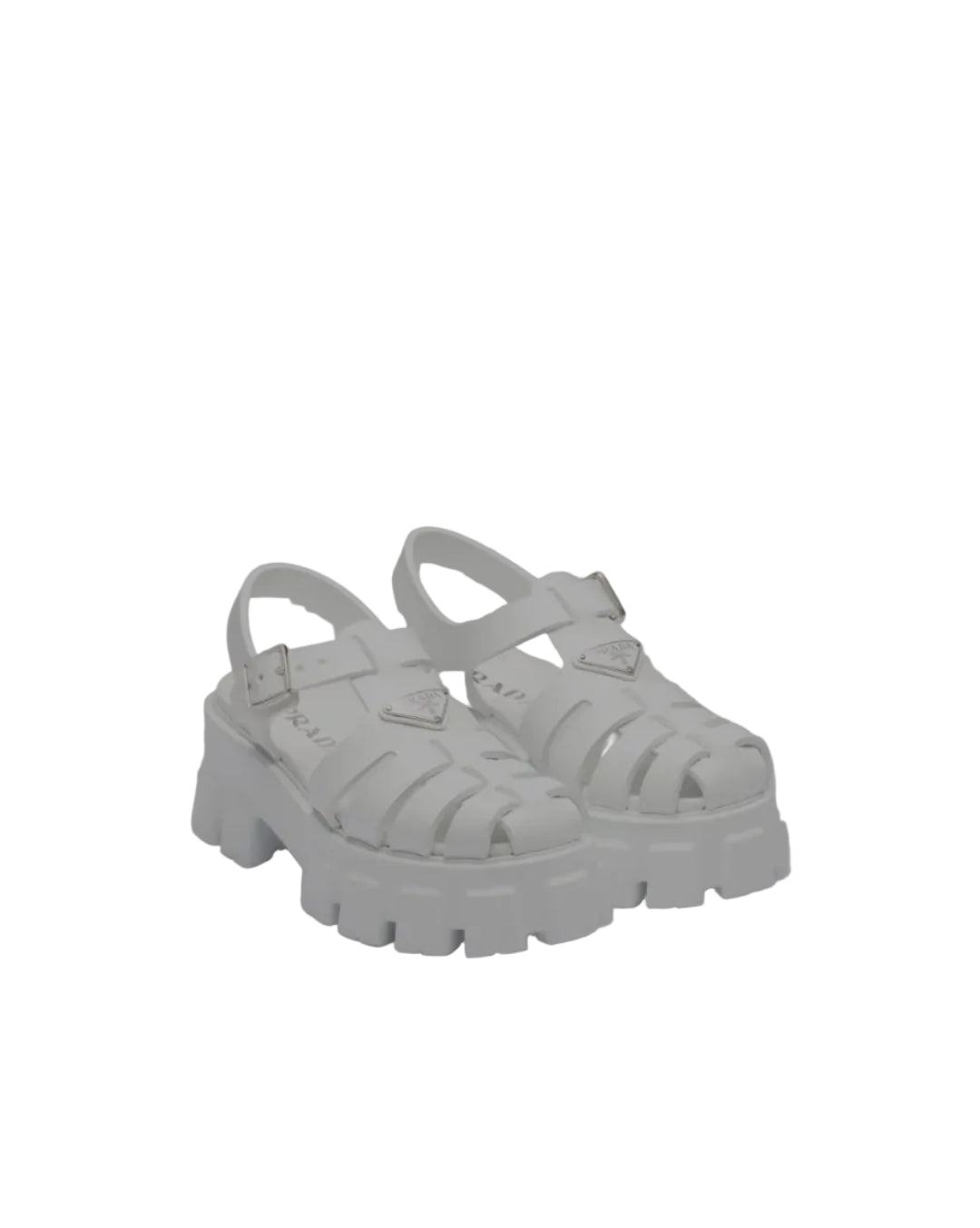 Prada Monolith rubber white sandals