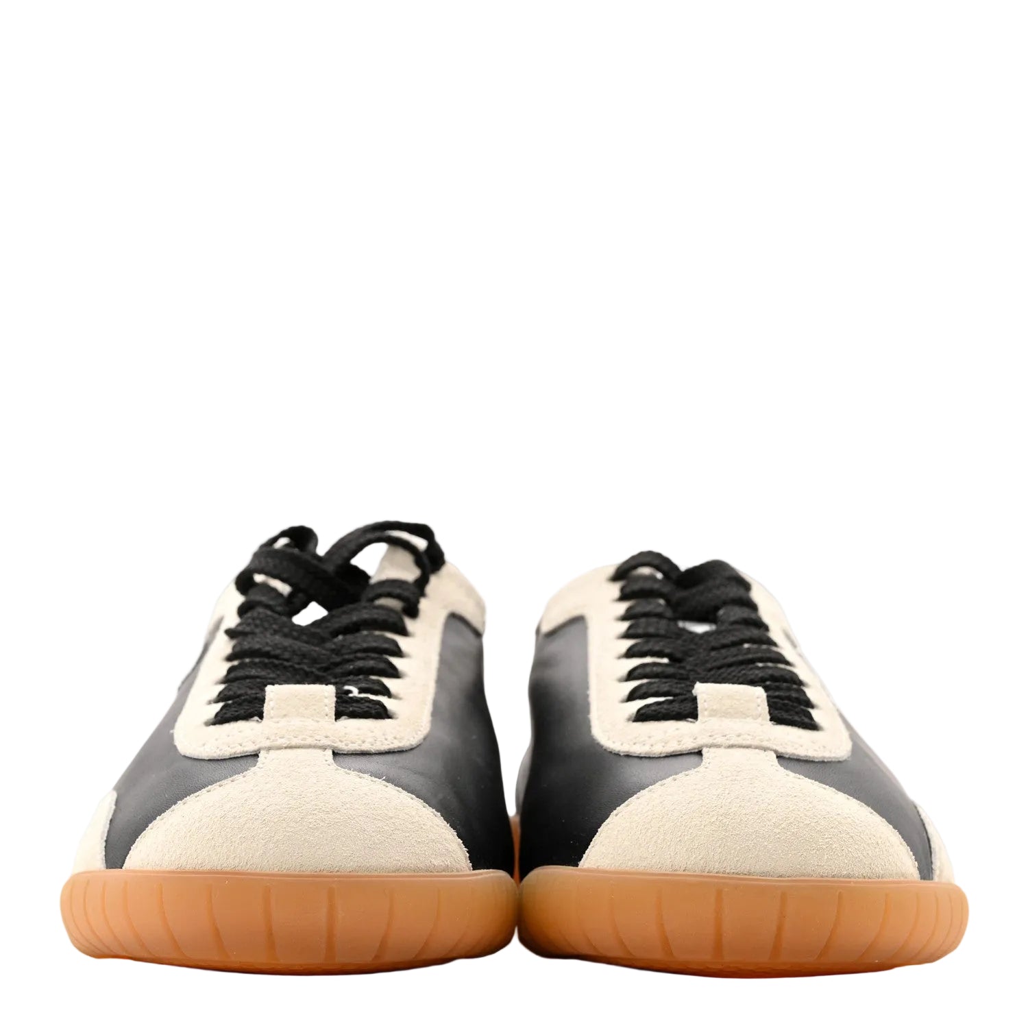 Chanel Calfskin Embossed Suede Womens CC Sneakers  White Black