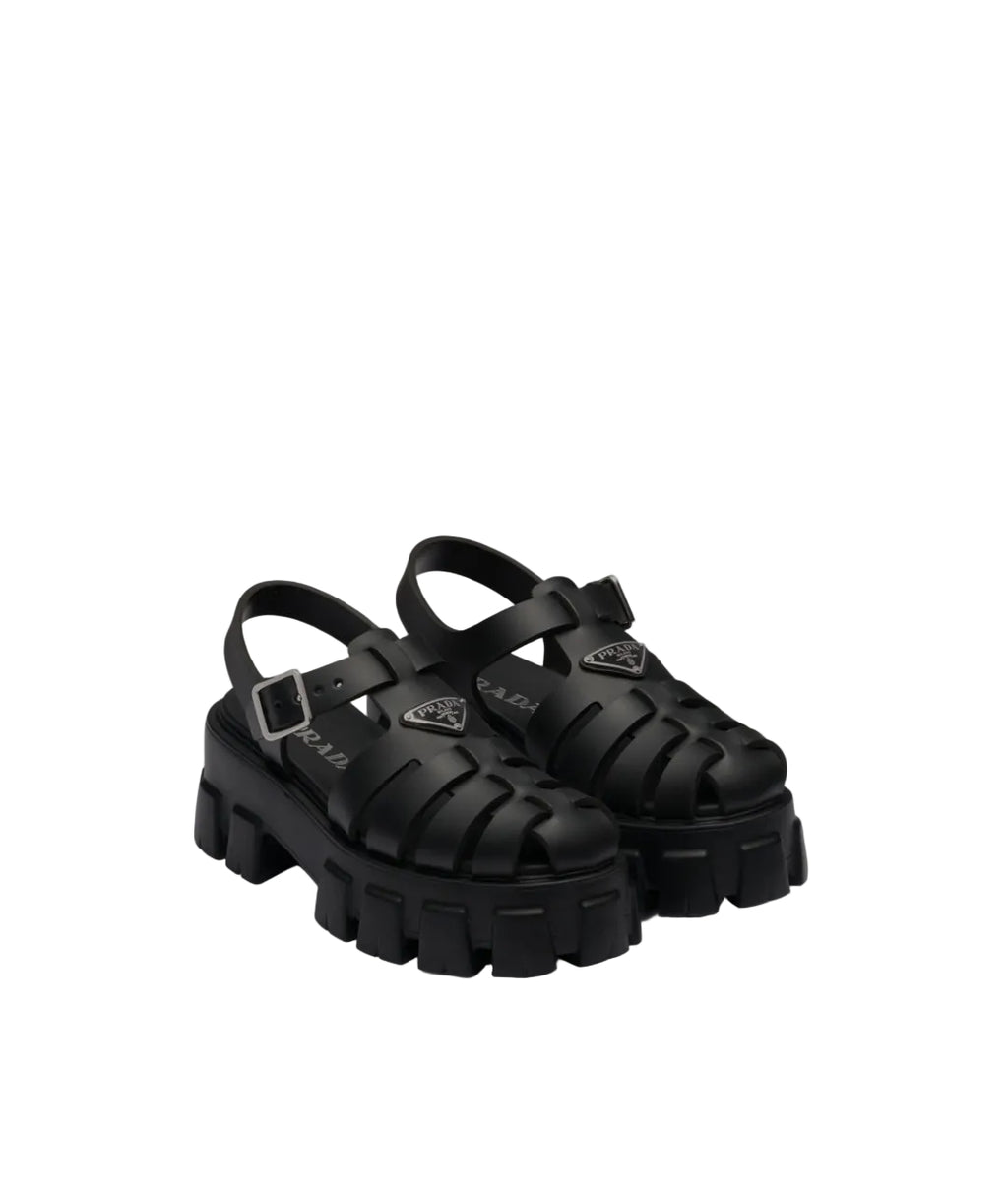 Prada Monolith rubber black sandals