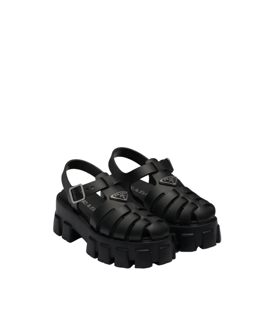 Prada Monolith rubber black sandals