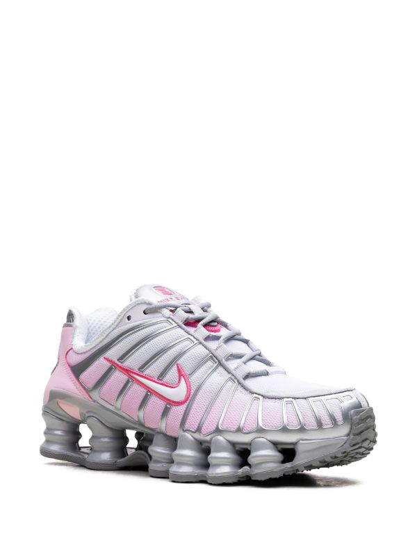 Nike Shox TL sneakers in a Metallic Platinum and Pink Foam