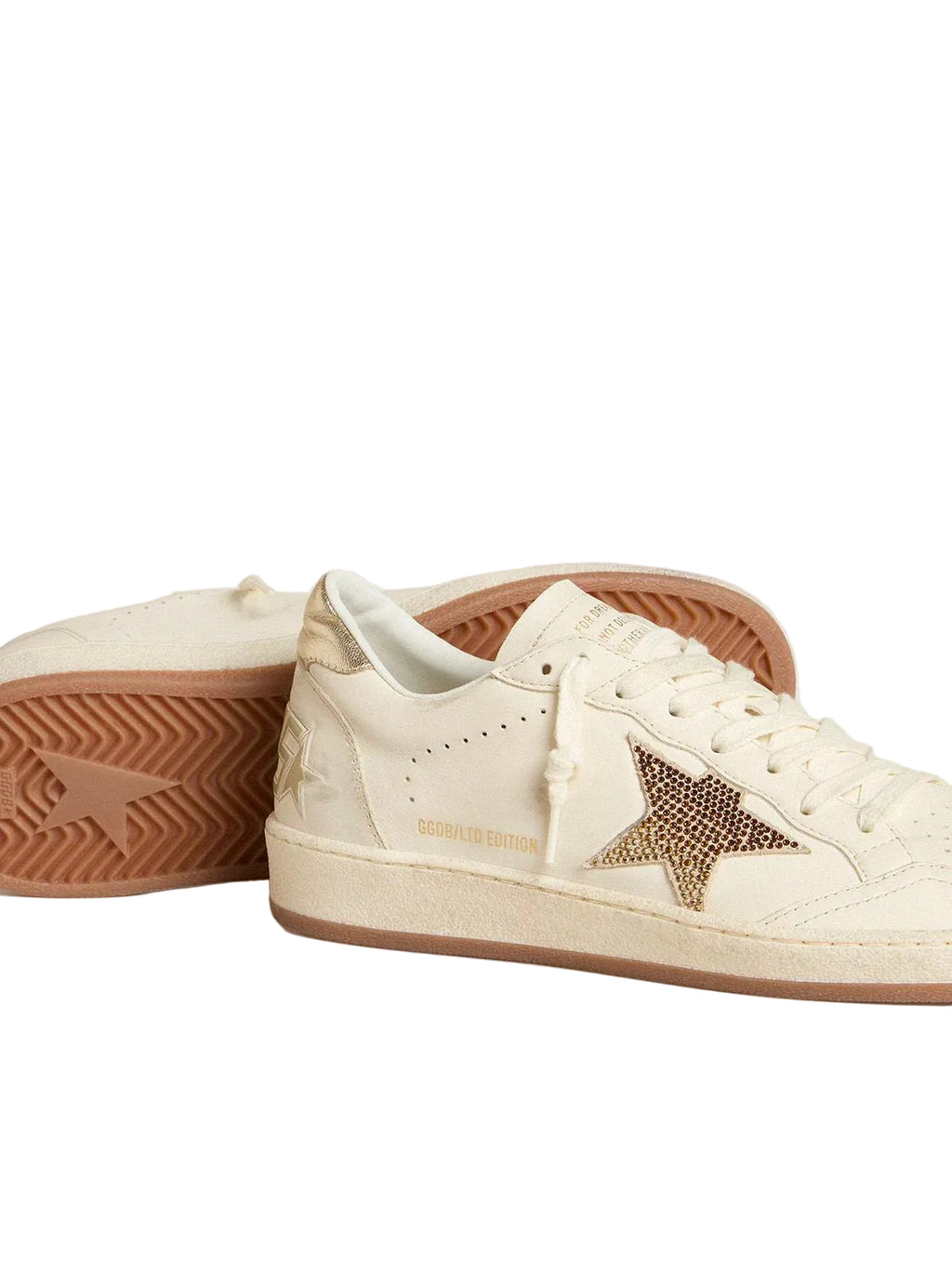Golden goose Women’s Ball Star in white leather with crystal star and metallic heel tab