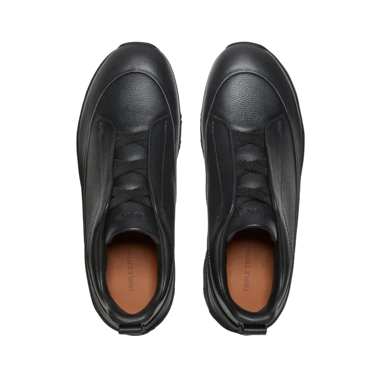 Zegna Black leather triple stitch mont sneakers